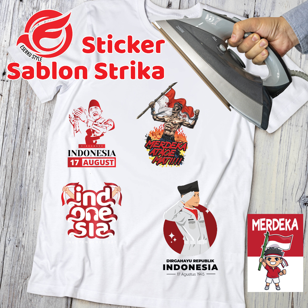 

Sticker Sablon Setrika Tema Agustusan Sticker Kaos/Kain Tema Kemerdekaan