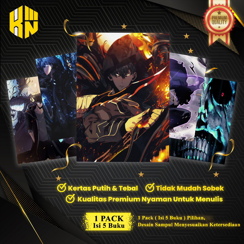 

KEN.IND - Buku Tulis Sekolah Custom Tema SOLO LEVELING Bergaris 38 Lembar 1 Pak Isi 5 Buku/ Buku Tulis Anime/ Buku Aesthetic/ Buku Catatan