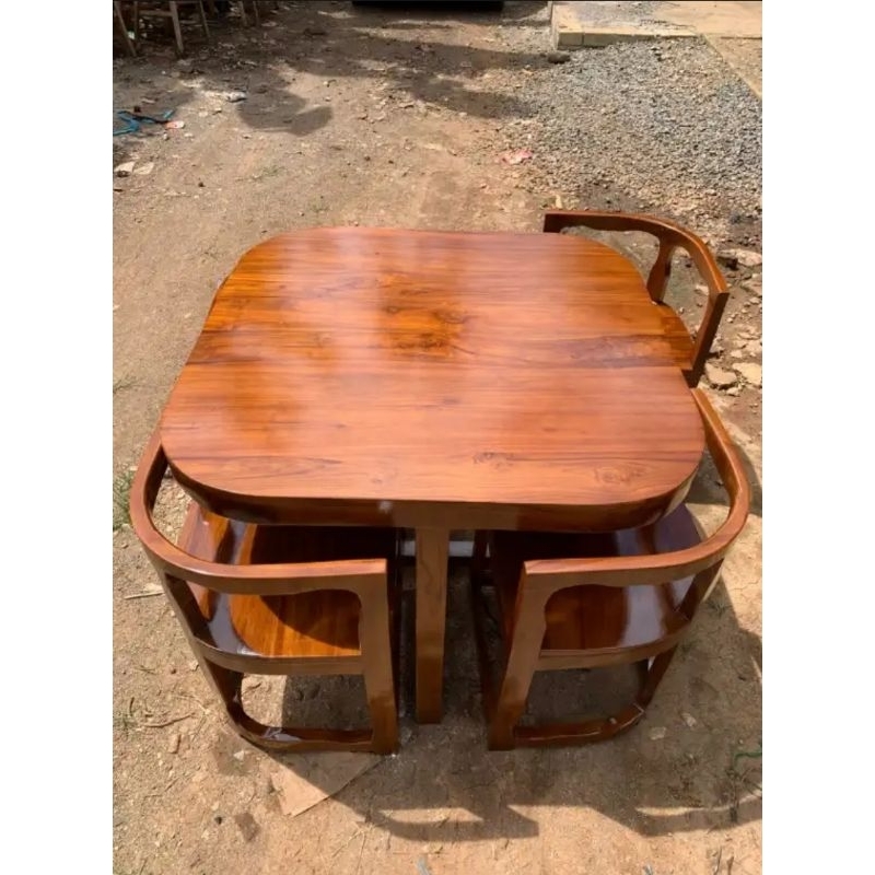 meja bundar, meja kotak, meja makan k4 minimalis, kursi makan kayu jati, dining set