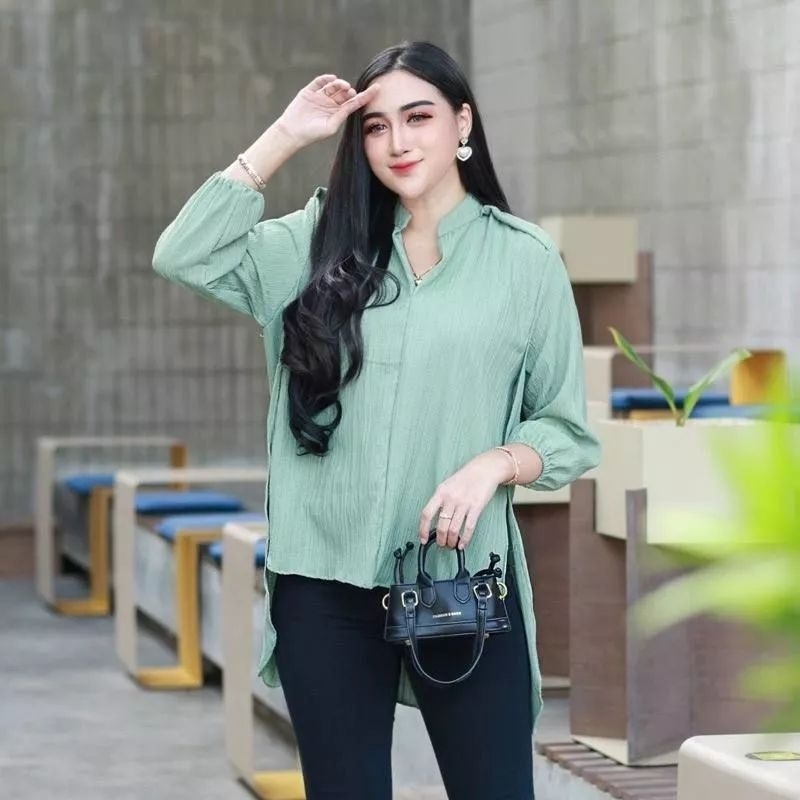 Livia Blouse| Kemeja Wanita|Kemeja Polos|Korean style|blouse lengan panjang|Kemeja Lengan Panjang|Ke