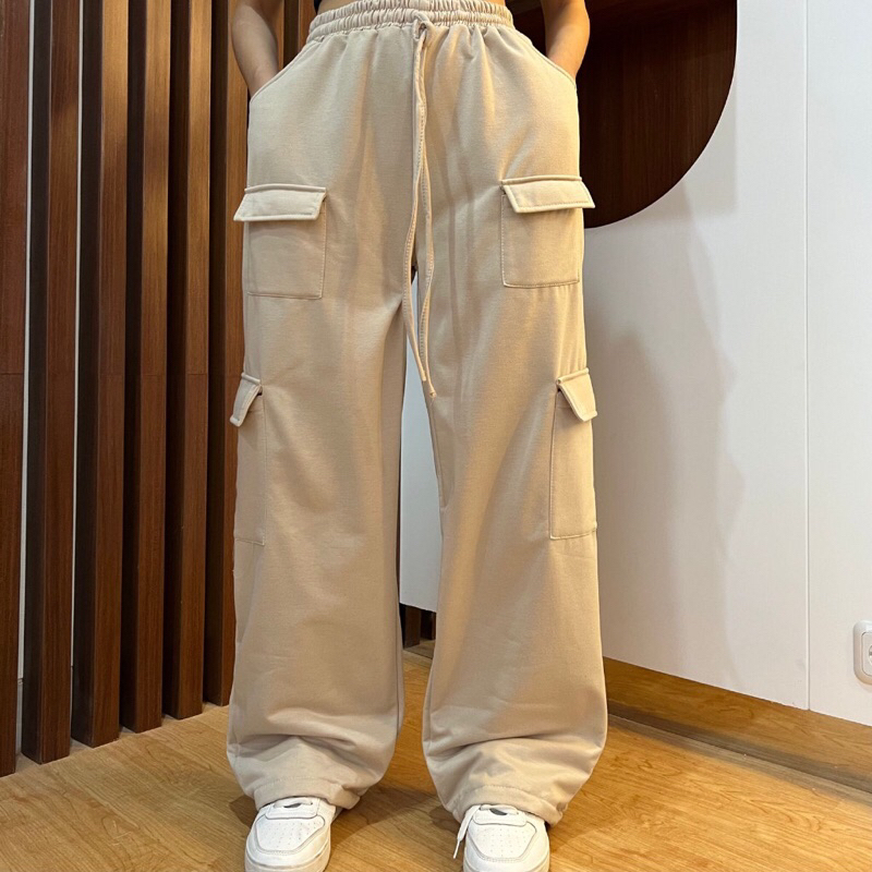 CARGO PANTS KULOT CARGO TEBAL TERBARU CARGO HW LOOSE CARGO PANJANG TEBAL PREMIUM CELANA CARGO WANITA