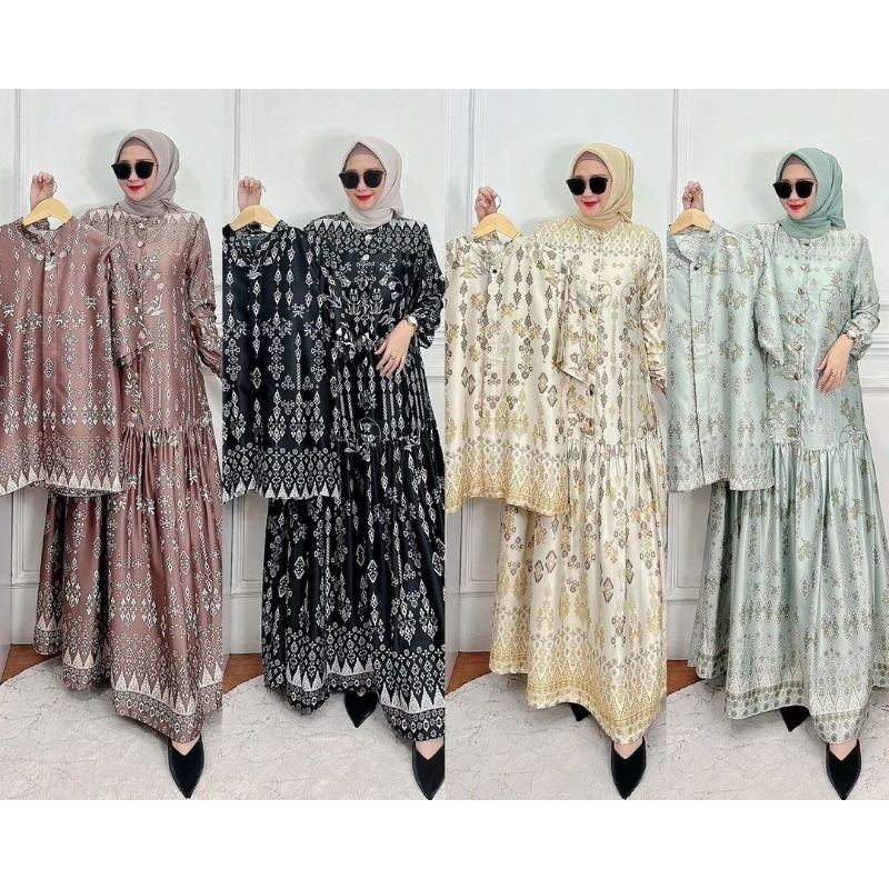 A Gamis Maxmara Dior Silk Couple Gamis Kemeja Parang