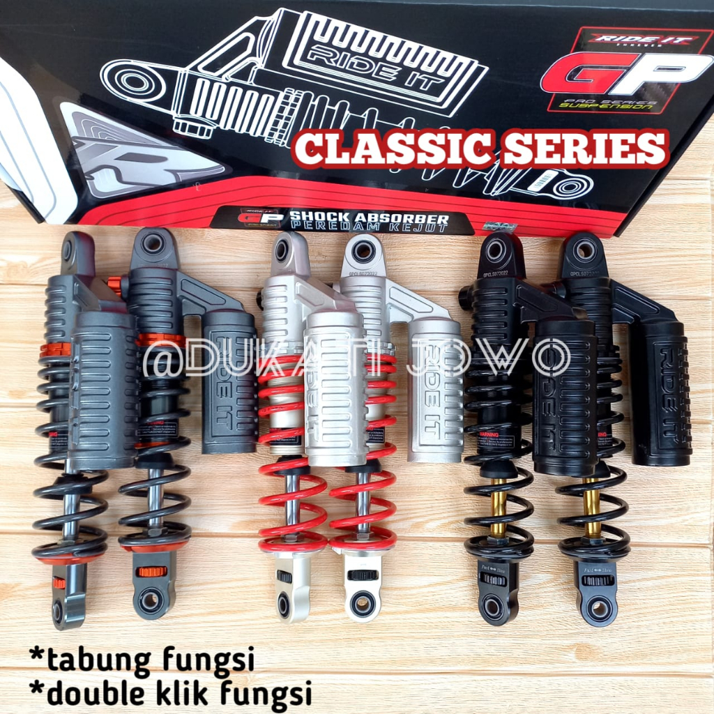 SHOCK KYB RIDE IT GP CLASSIC SKOK TABUNG BELAKANG COPY KAYABA 280MM 320MM 340MM DOUBLE KLIK FUNGSI