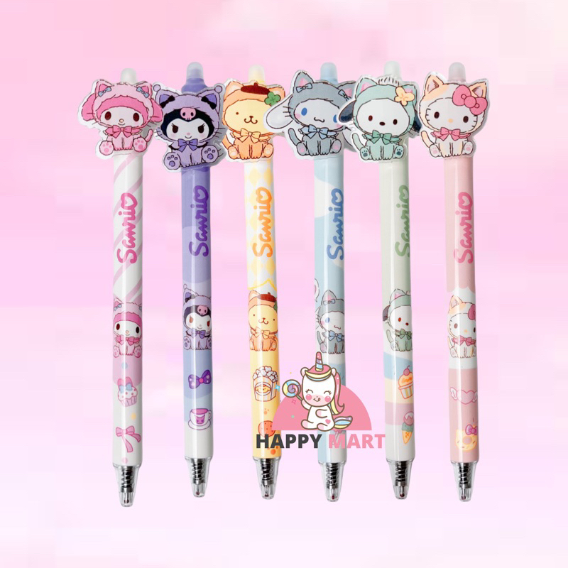 

Pulpen hapus sanrio x neko eraseable pen sanrio kucing kuromi / melody / cinnamoroll