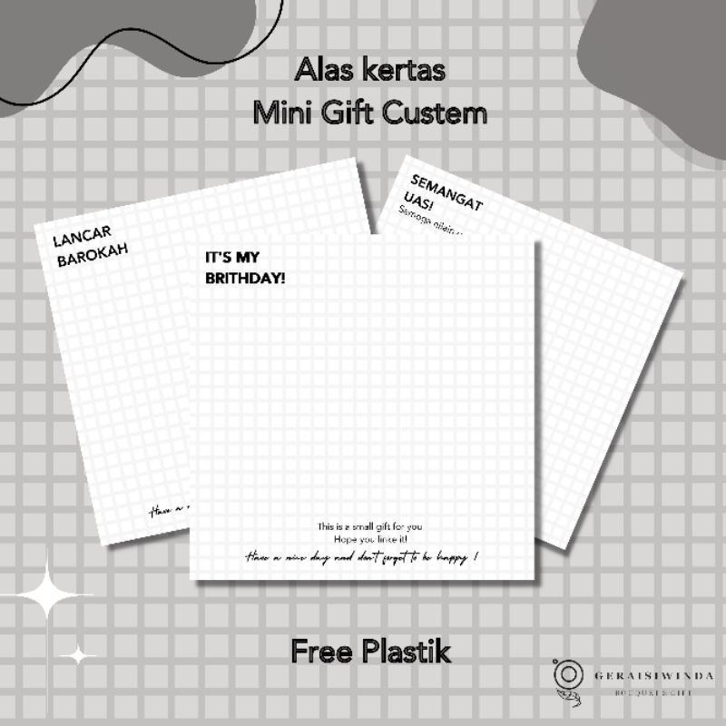 

KERTAS MINI GIFT CUSTEM FREE PLASTIK
