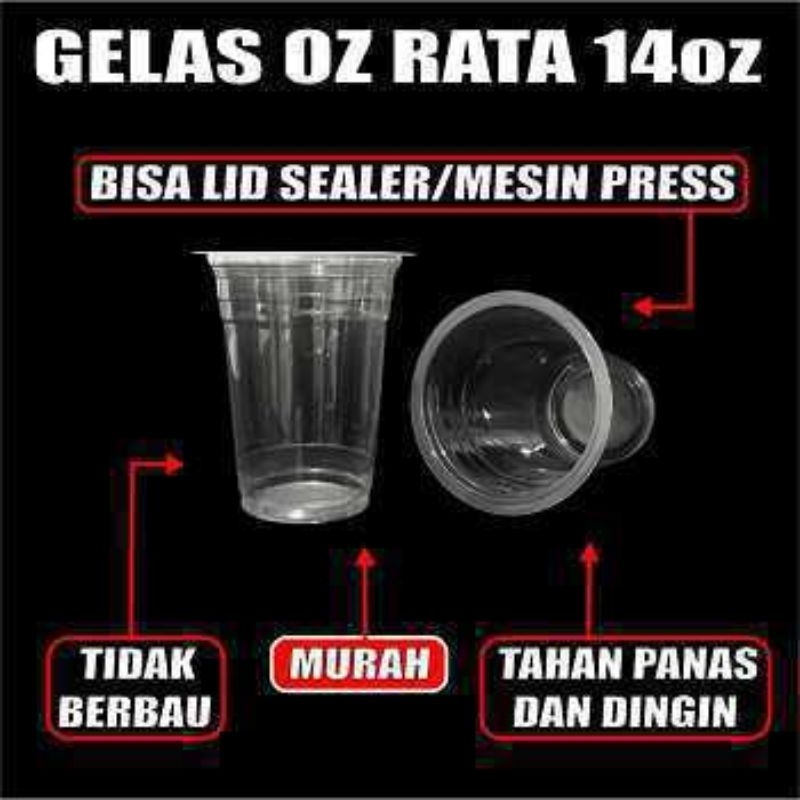 cup gelas 14oz datar
