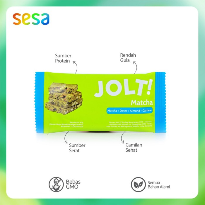 

Jolt ! Matcha Protein Bar 40 g (Snack Sehat)