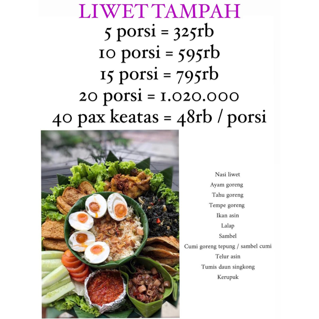 

Nasi Liwet Tampah. topper dan card belum termasuk