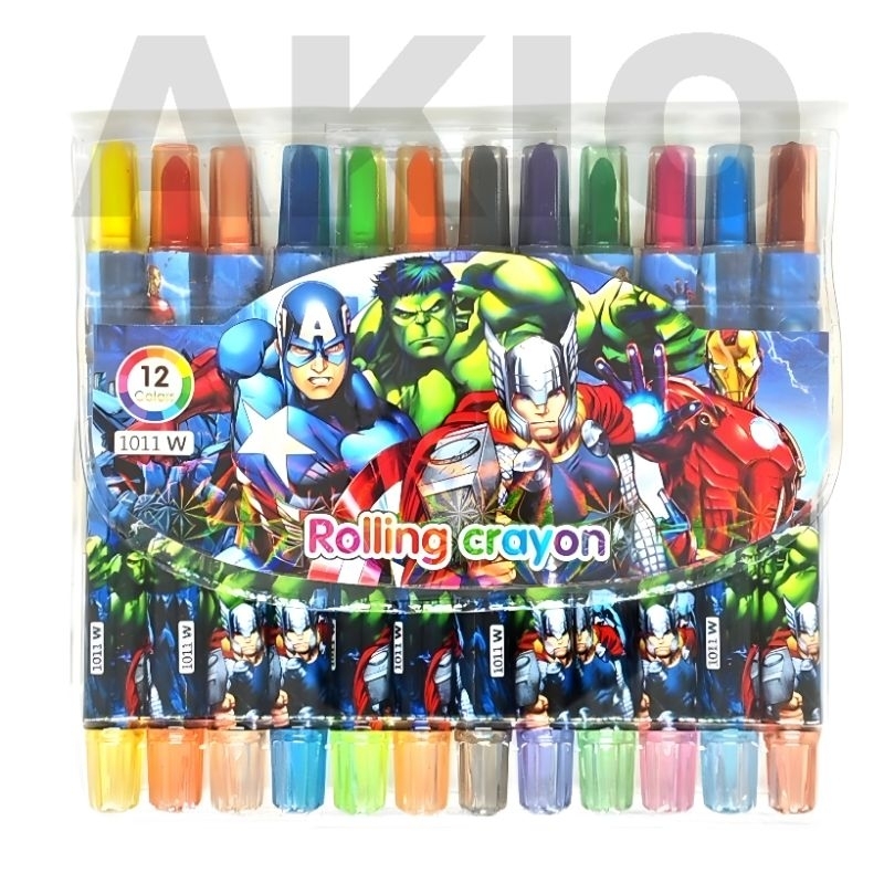 

Crayon Putar Mini Karakter SUPERHERO AVENGERS CAPTAIN AMERIKA HULK THOR IRON MAN 12 WARNA Rolling Twist Krayon Anak Aman