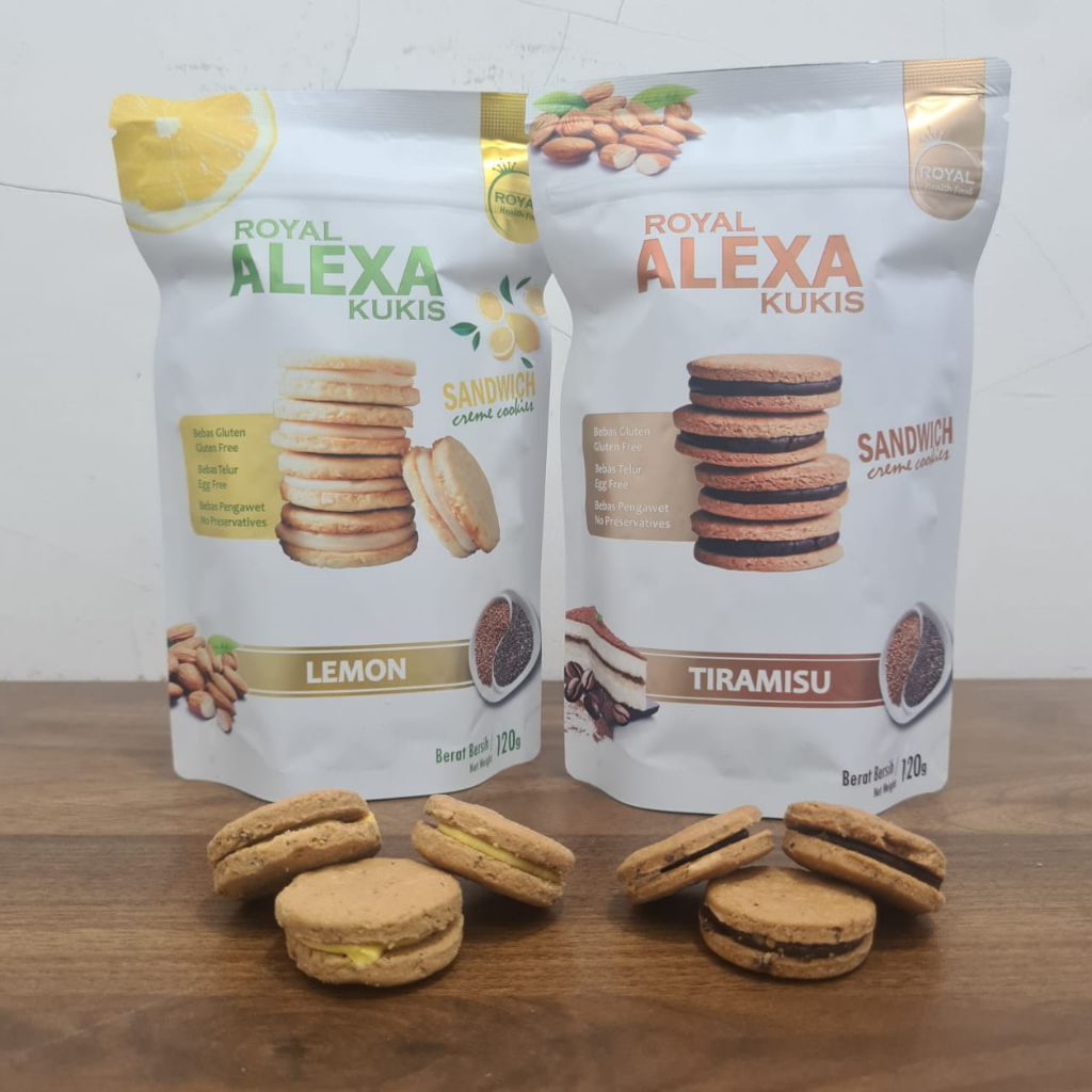 

Royal Alexa Kukis Sandwich Creme Cookies 120g ( Bebas Gluten & Telur )