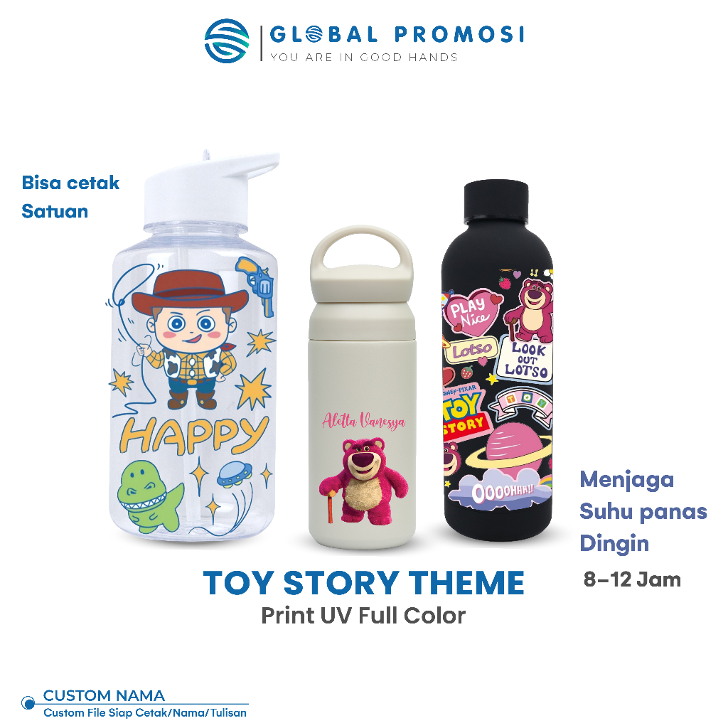 Tumbler Lotso Toy Story Botol Minum Print Uv Nama/logo/Jakarta