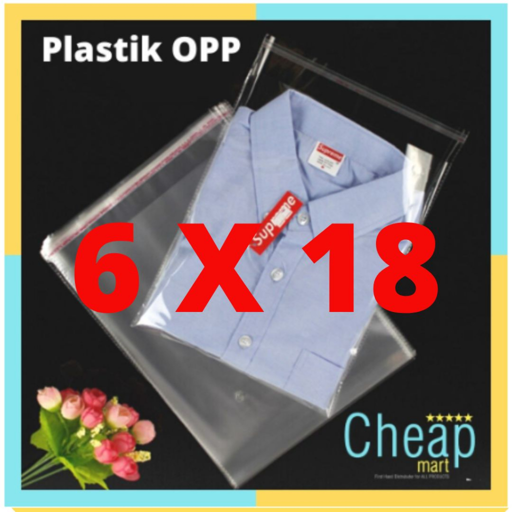 

6 x 18 OPP PLASTIK KACA LEM Undangan, Souvenir, Kaos, DVD, Bakery (ISI 100 Lembar) TEBAL