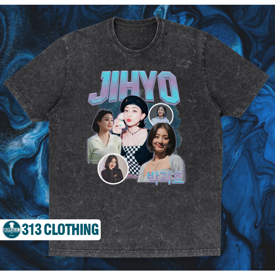 Kaos Washed Jihyo Twice Korean Style T-Shirt Park Jihyo Vintage Washed