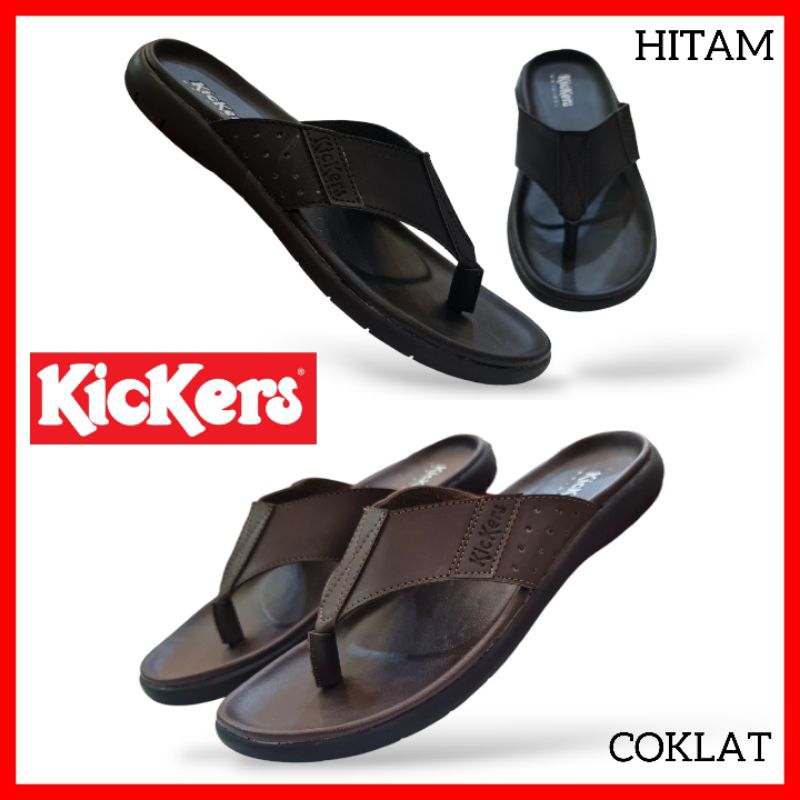ORIGINAL SANDAL PRIA KULIT KICKERS / SANDAL JEPIT COWOK DISTRO LEBARAN FORMAL KASUAL / SANDAL CAPIT