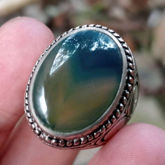 batu cincin akik junder biru simetris keristal