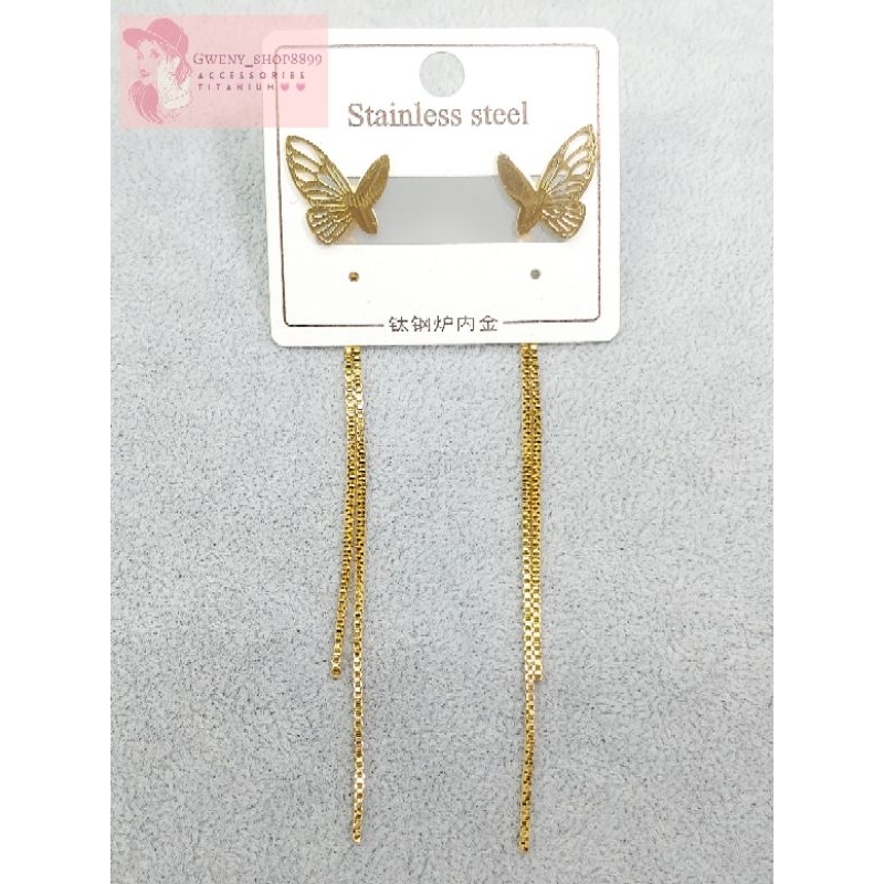 anting tusuk kupu / anting titanium anti karat dan anti luntur