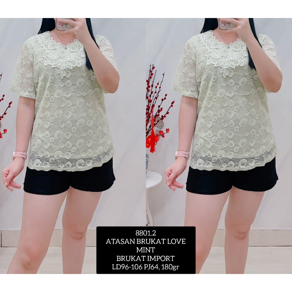 Atasan Blus Brokat Import Lengan Pendek - 8801 Katlyn Shop