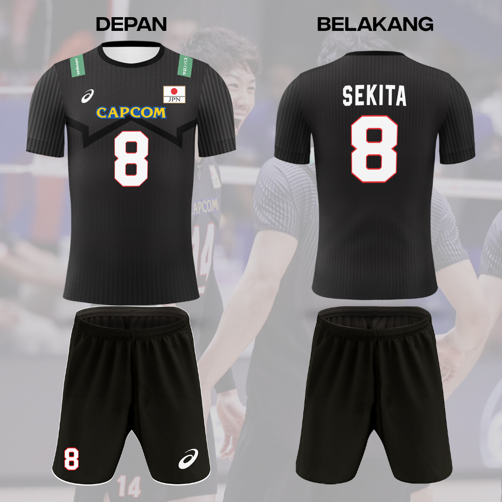 Jersey olahraga terbaru timnasional voli japan/jepang 2023 kaos jersey atasan olahraga (bisa req nam