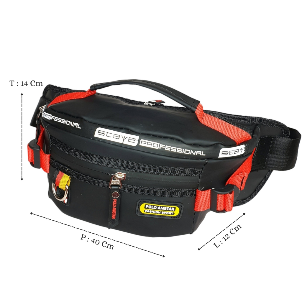 Waistbag Polo Amstar Combox Sporty Tas Selempang Anti Air Tas Pinggang Pria