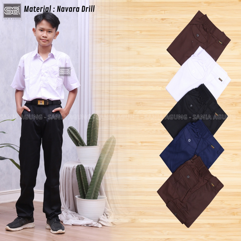 Pusat Seragam Sekolah - Seragam SMP MTS Bawahan Celana Panjang Hitam Paspol Navara Drill
