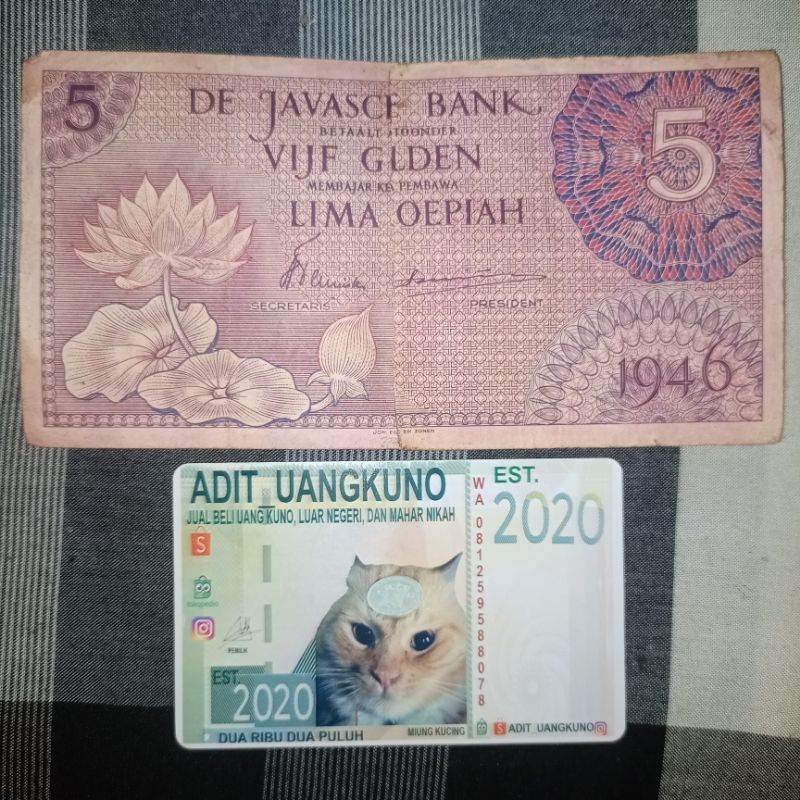 Uang Kuno Indonesia 5 gulden federal violet sanering sambung