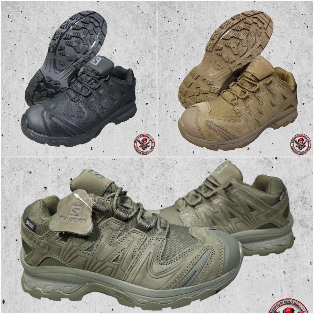 Tactical Salomon Forces Sepatu Tactical Mid Boots 4 Inci Bahan Cordura Kulit Khaki Hitam Hijau Sepat