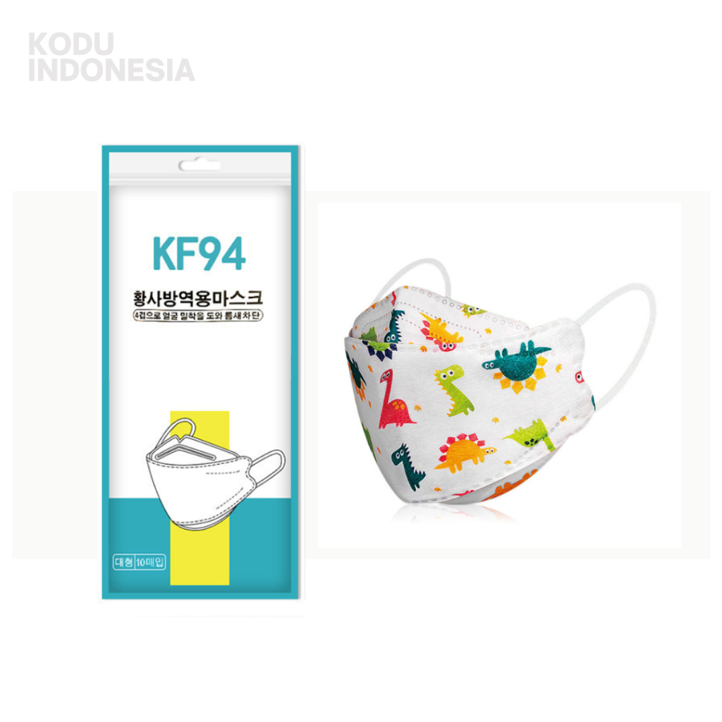 KODU Masker ANAK Lucu KF94 Gambar Dino Warna Cute Premium Masker Evo Kids Korea Color Mask KF 94 Isi