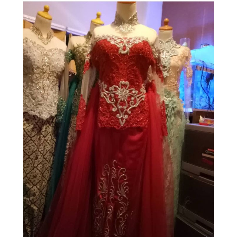 Kebaya Pengantin  merah cabe silver