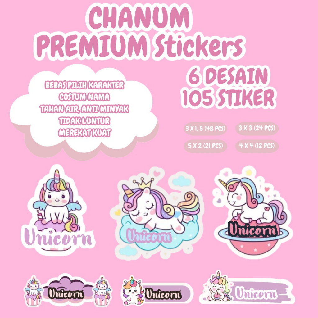 

Stiker nama waterproof anti air custom free by Chanum