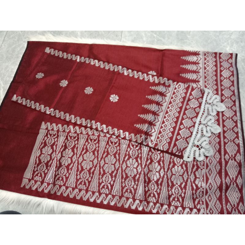 songket silungkang merah hati silver