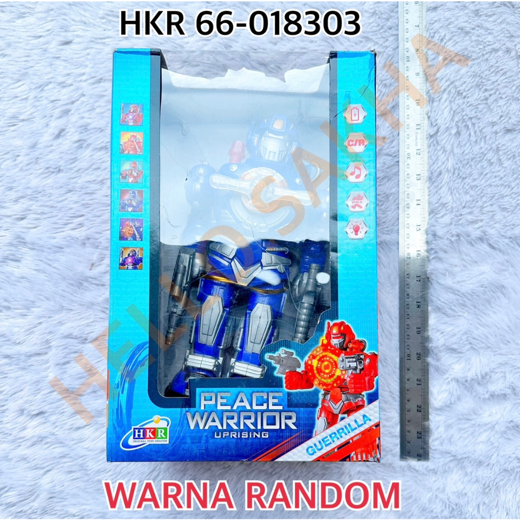MAINAN HKR 66-018303 PEACE WARRIOR UPRISING ROBOT ROBOTAN BISA NYALA LIGHT LAMPU DAN GERAK JALAN