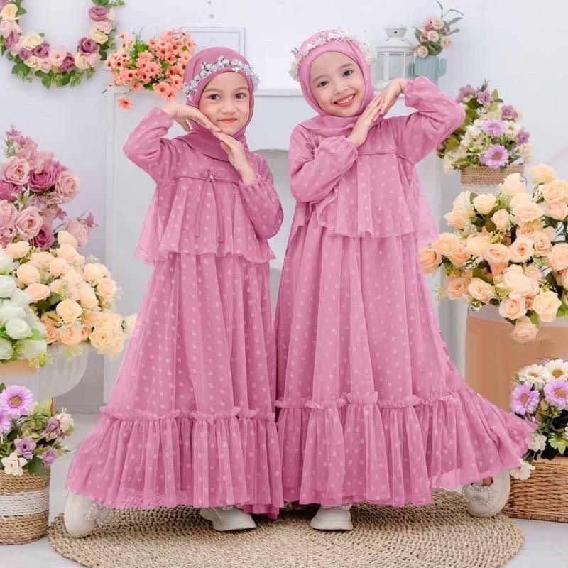 GAMIS EMI KIDS/ GAMIS ANAK MURAH/ BAHAN TILE ONDE  FULL/ GAMIS ANAK PESTA