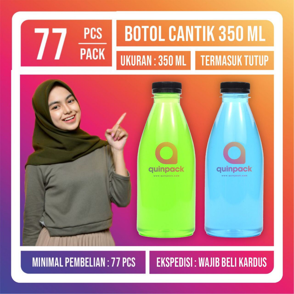 Botol Cantik 350ML / Botol Plastik Cantik 350ML / Botol Valencia 350ML /Jus / Almond Kale 77 pcs