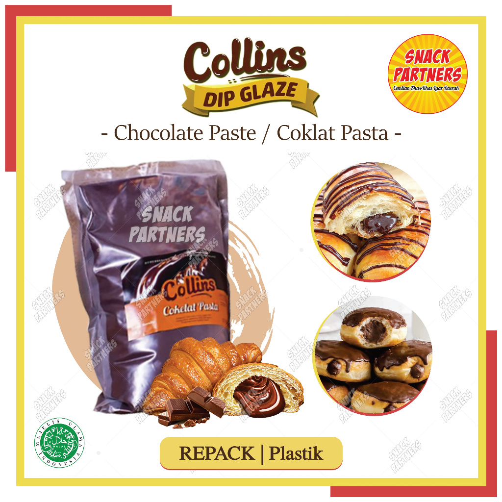 

COLLINS Coklat Pasta REPACK 200 / 500 GR - Selai Cokelat Isian Donat, Roti, Kue / Olesan / Choco Filling / Chocolate Paste