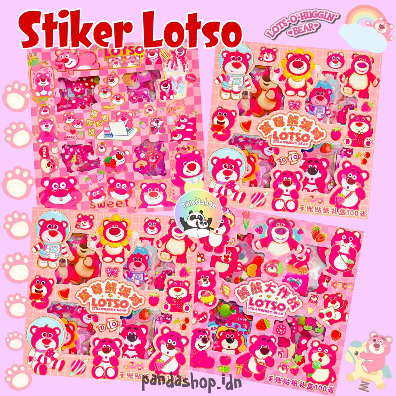 

Sticker Strawberry Bear 100pc waterproof PVC
