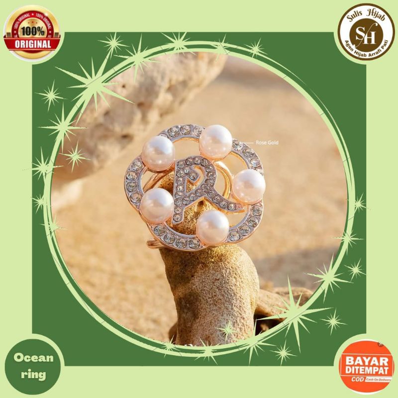 Bros brooch ring cincin pin jilbab hijab kerudung fashion wanita ocean arrafi kuningan lapis emas mu