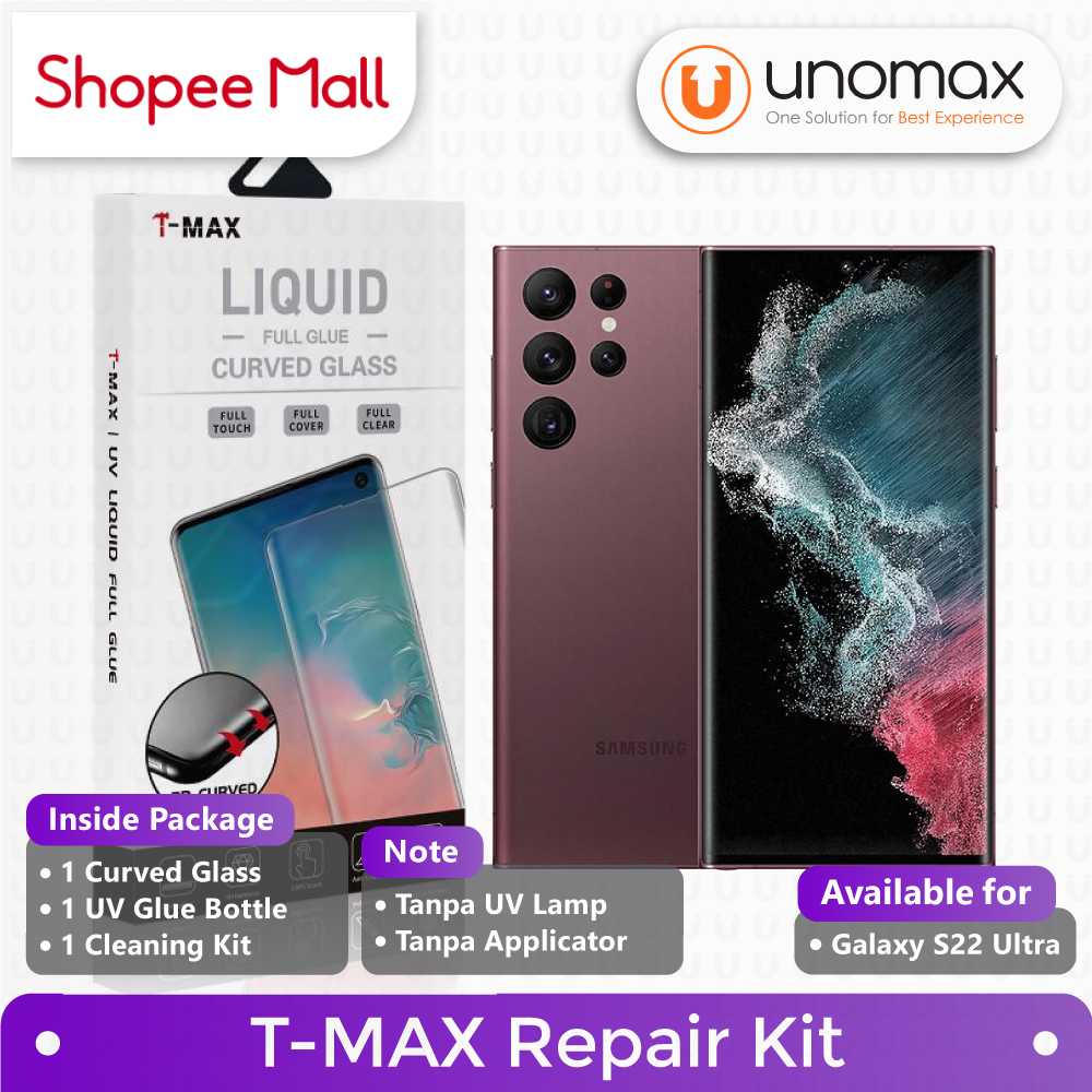 T-MAX Repair Kit Samsung Galaxy S22 Ultra TMAX (1 Tempered Glass + 1 UV Glue)