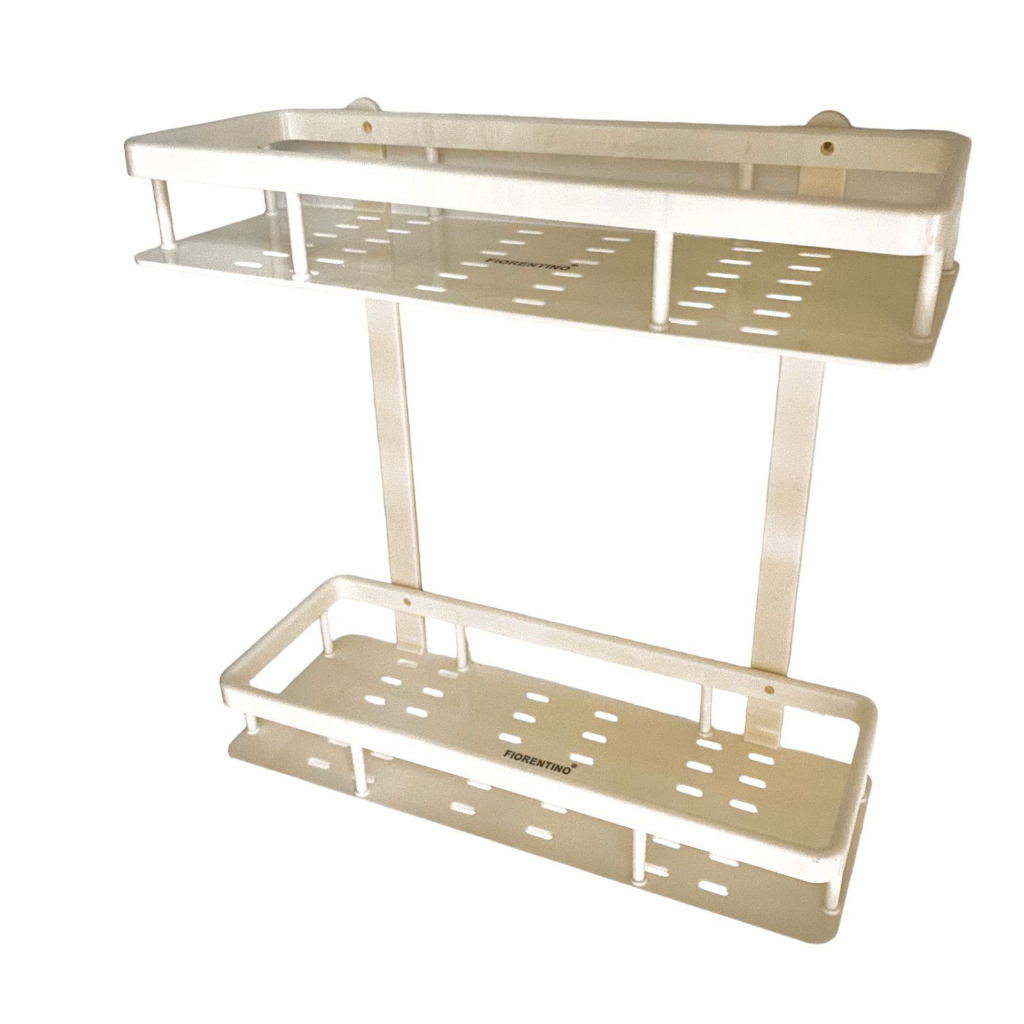 Rak Persegi 2 Tingkat Sebaguna Plastik Ivory Rak Dapur Rak Kamar Mandi 2 Susun Rack Single Toilet