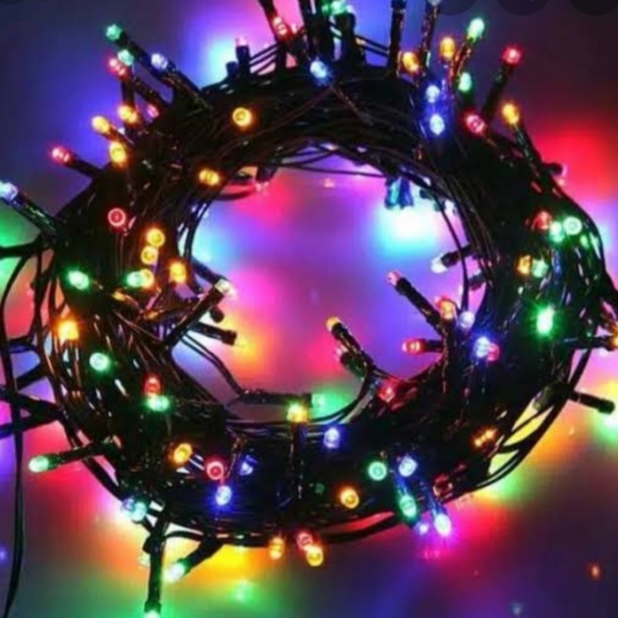 LAMPU Hias Tumblr 10 Meter 100 LED Rainbow RGB Kabel Hitam Dekorasi Natal Agustus 17an Kamar Tidur K