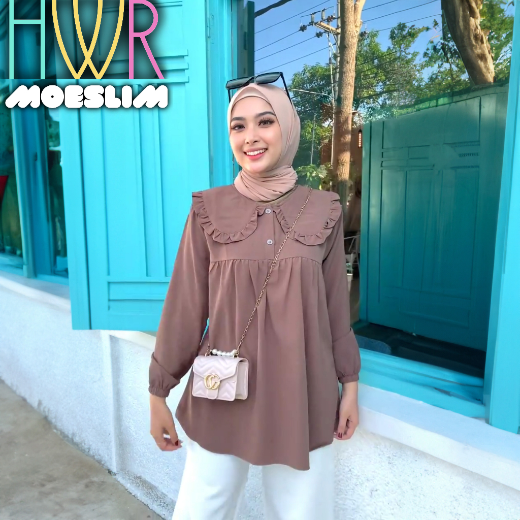 Atasan Wanita Audrey Blouse Bluse Jumbo Dengan Gaya Korean Style, Baju Oversize Crinkle Airflow Line