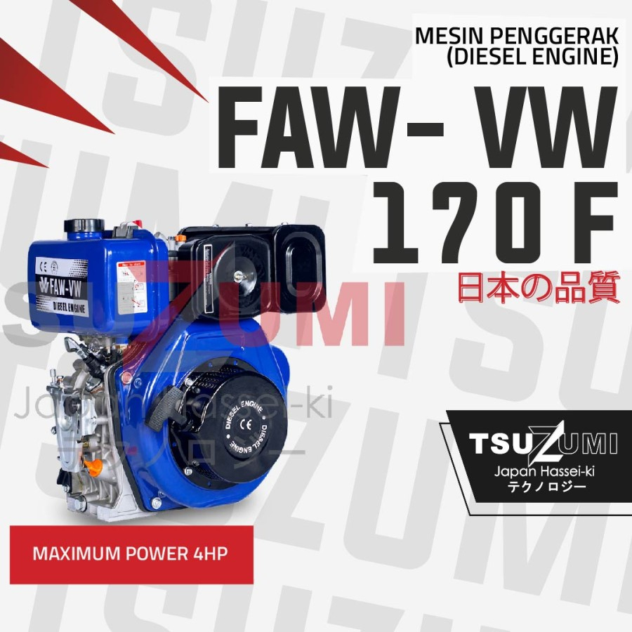 Diesel Engine / Mesin penggerak 4 hp Diesel Solar FAW-VW 170F Tsuzumi