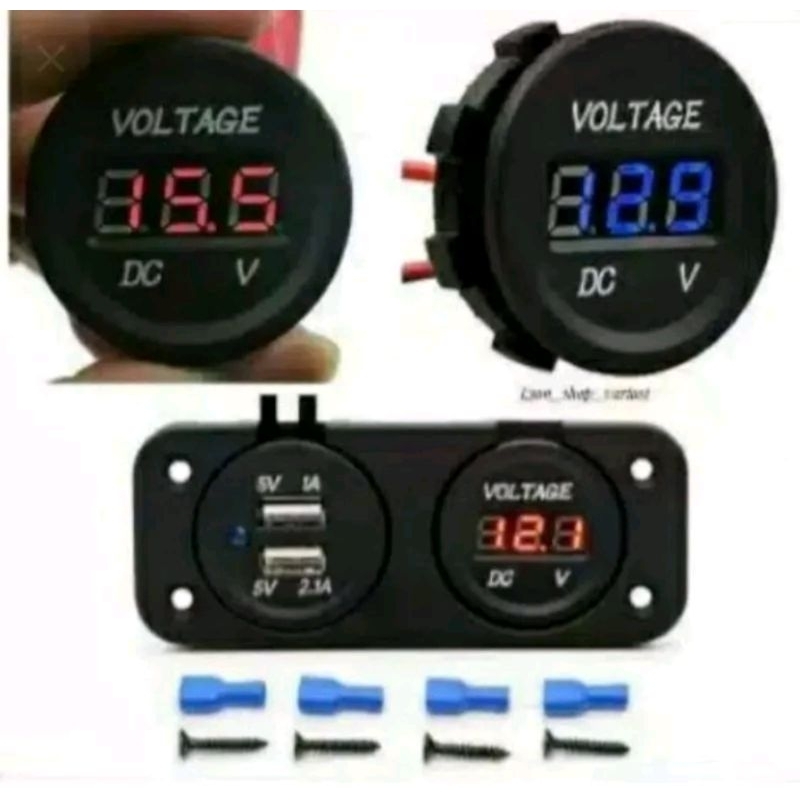 Charger HP motor & test aki motor charger Usb plus volt meter Led Nmax Aerox Vario Pcx