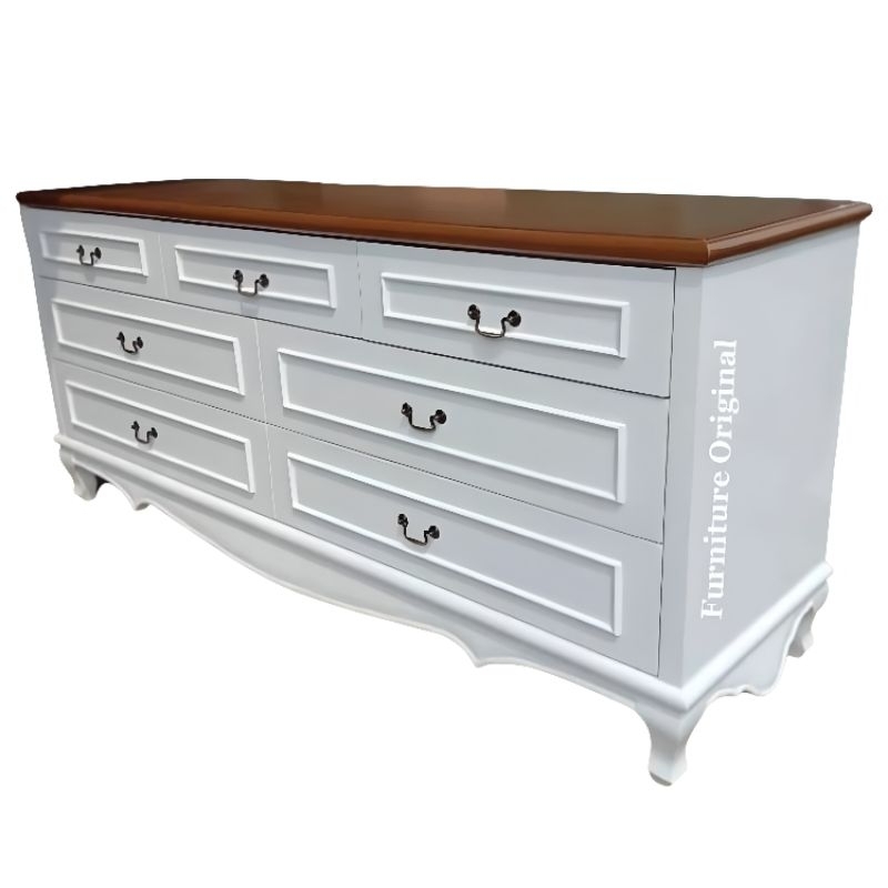 Bufet TV Minimalis Terbaru warna Putih Cat Duco Rak Nakas Laci Terbaru Drawer