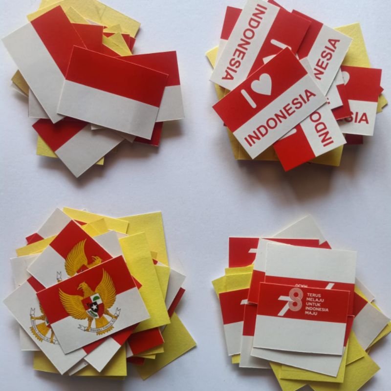 

[ISI 150PCS] Stiker Merah Putih / Stiker Pipi Bendera TERMURAH / Stiker Bendera
