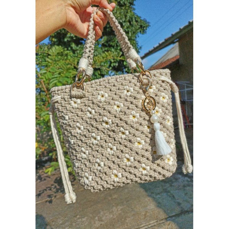Daisy Macrame Tote-Shoulderbag / Tas macrame / tas lucu /diaper bag