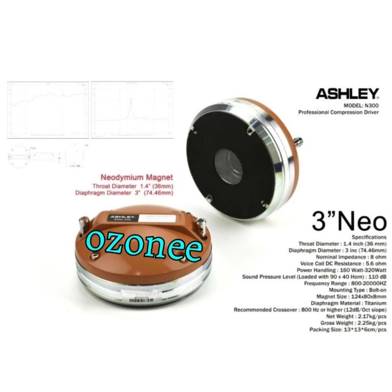 Tweeter Ashley N 300 Original Driver Neodymium Ashley N300 3 Inch