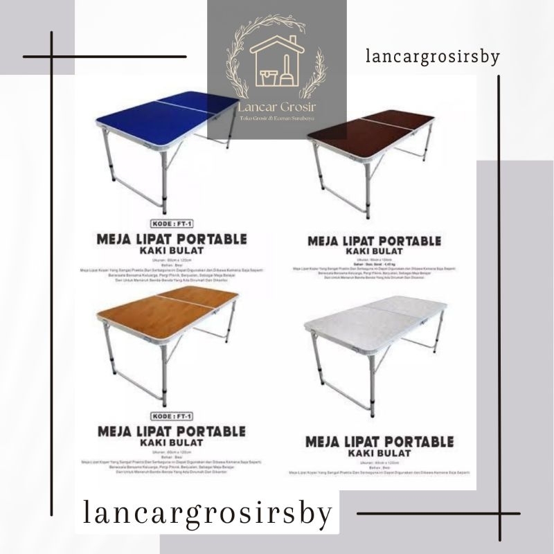 (LGS) MEJA LIPAT PORTABEL/ MEJA KOPER SERBAGUNA KAKI BULAT FT-1