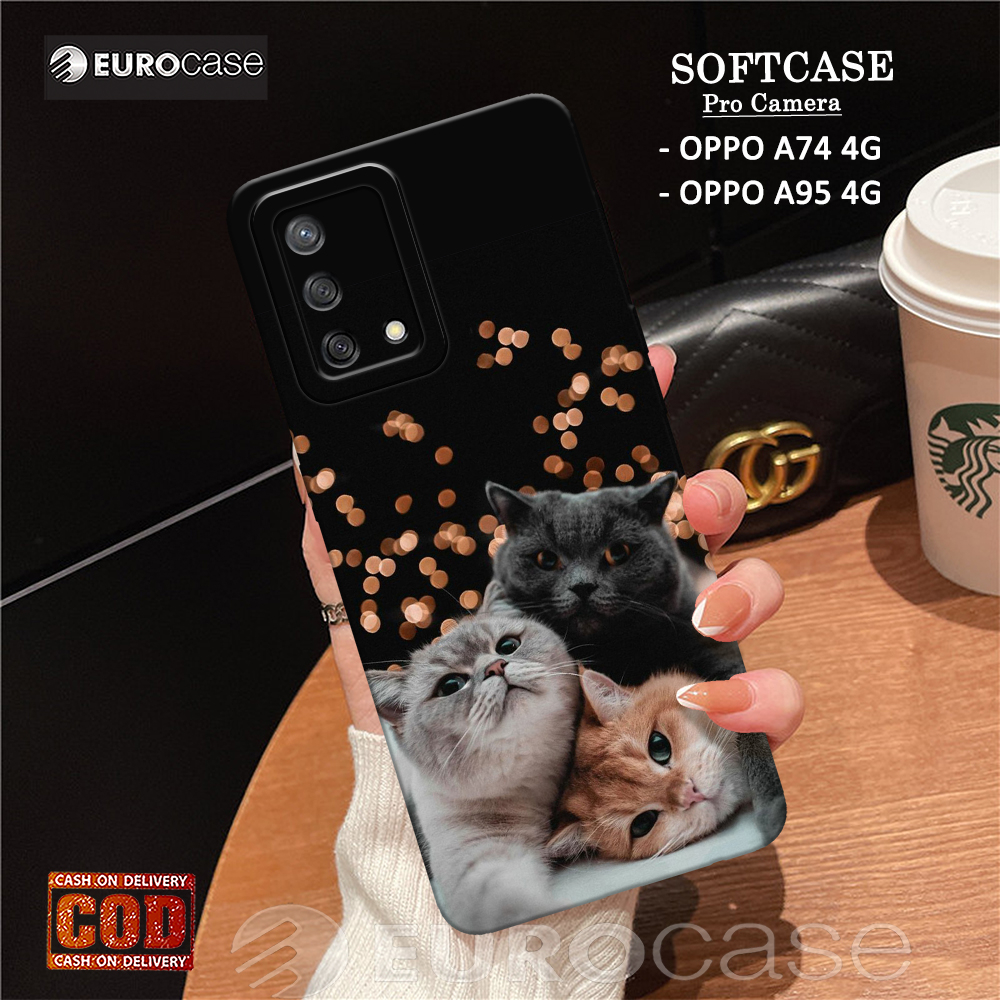 Casing Hp Oppo A74 4G / A95 4G - Fashion Case Kucing - Soft Case Hp Oppo A74 4G / A95 4G - Kesing Hp
