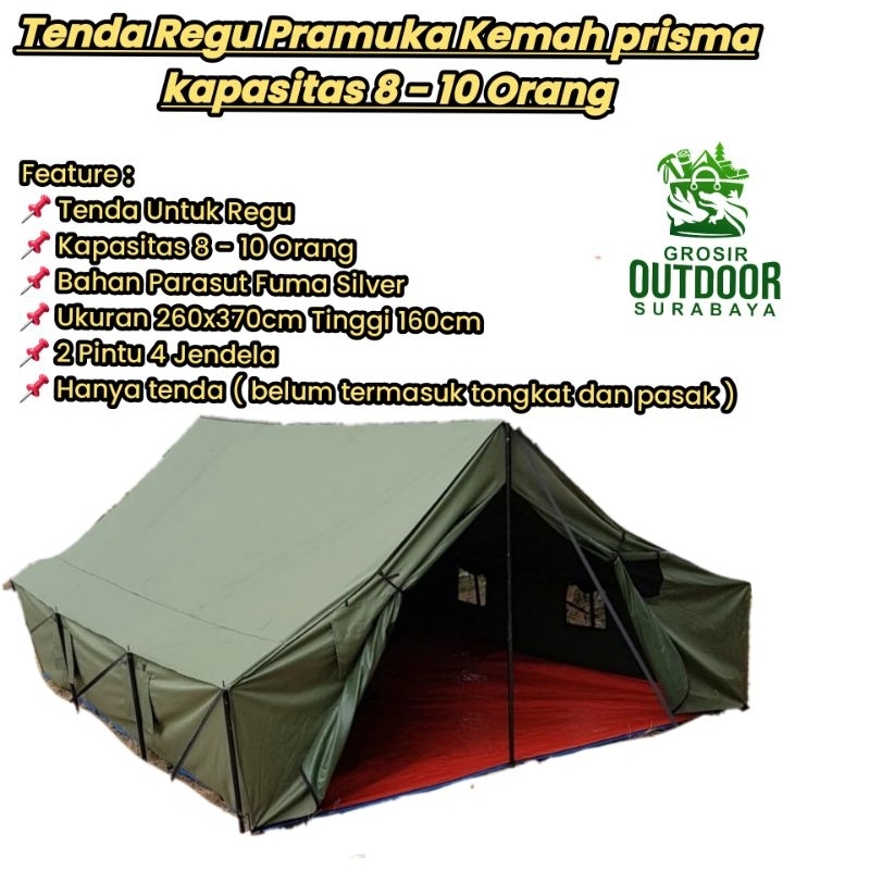 Tenda Regu Pramuka Kemah prisma kapasitas 8 - 10 Orang