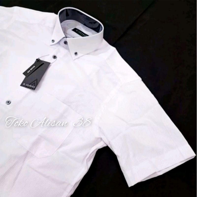 Alisan Putih Dobby Lengan Pendek (100% ORI)